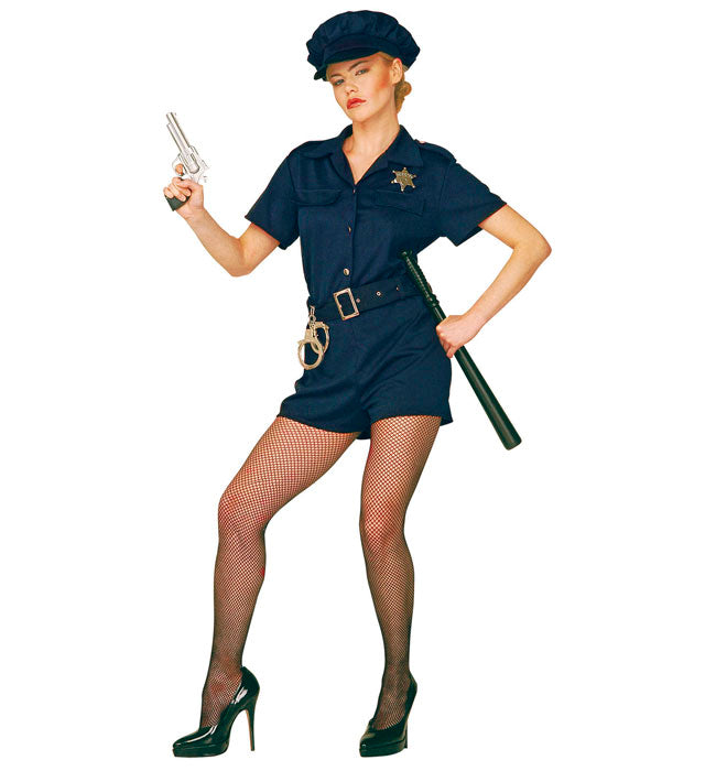 Polizistin Kostüm bestehend aus Kleid, Gürtel und Hut für Fasnacht und Karneval
