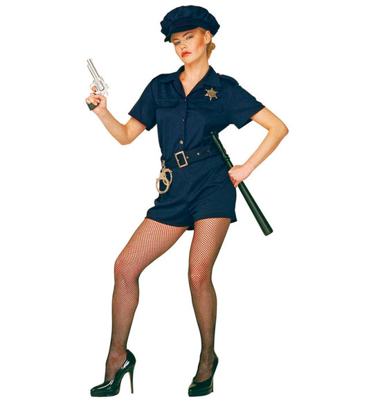 Polizistin Kostüm bestehend aus Kleid, Gürtel und Hut für Fasnacht und Karneval