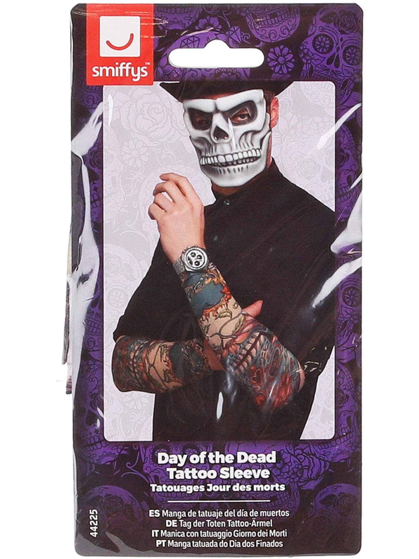 Smiffys DAYDEAD Day of the Dead Tattoo Sleeve, Multi-Coloured CD für Unisex