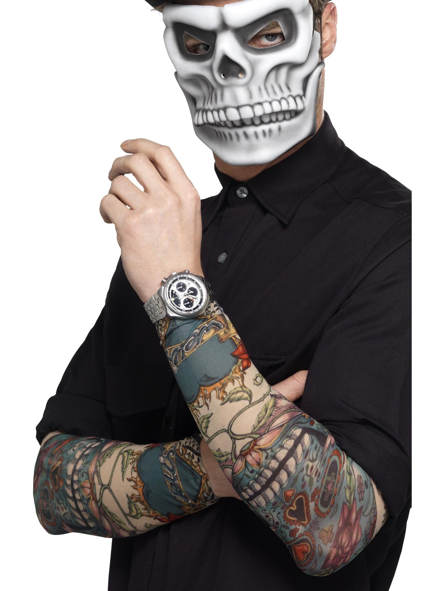 Smiffys DAYDEAD Day of the Dead Tattoo Sleeve, Multi-Coloured CD für Unisex
