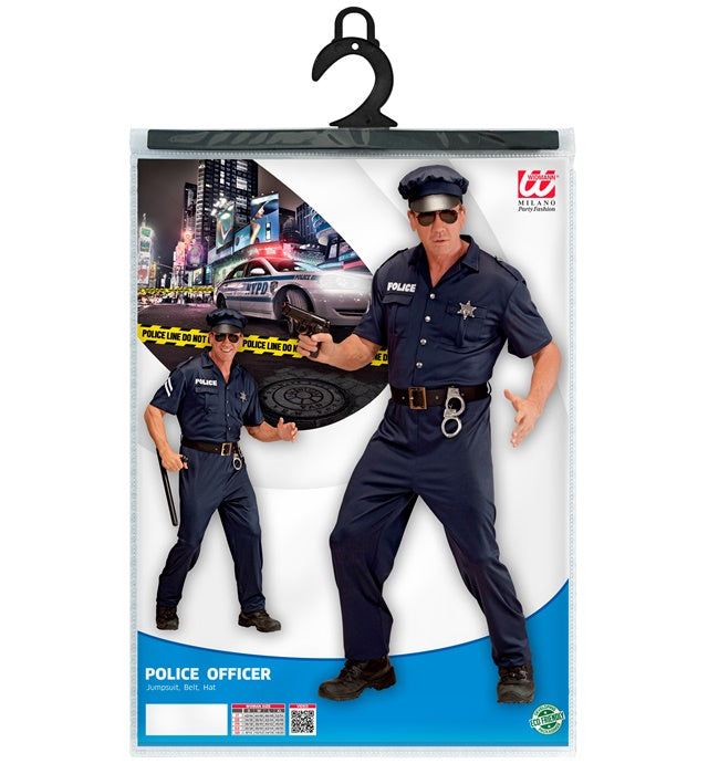 Polizist-Kostüm mit Mütze und Gürtel für Fasnacht und Karneval