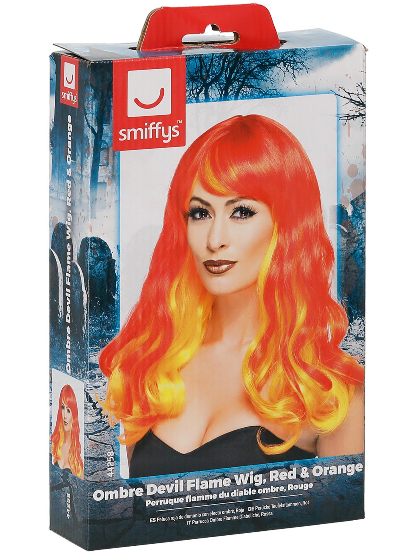 Smiffys Ombre Devil Flame Wig, Red & Orange für Damen