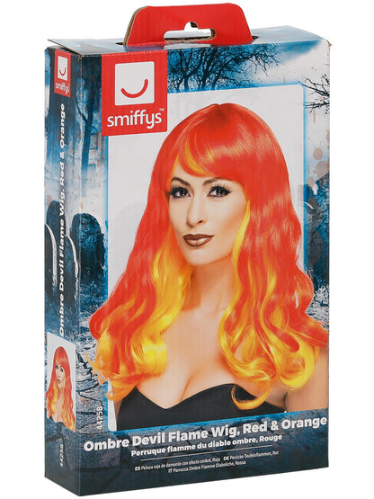 Smiffys Ombre Devil Flame Wig, Red & Orange für Damen