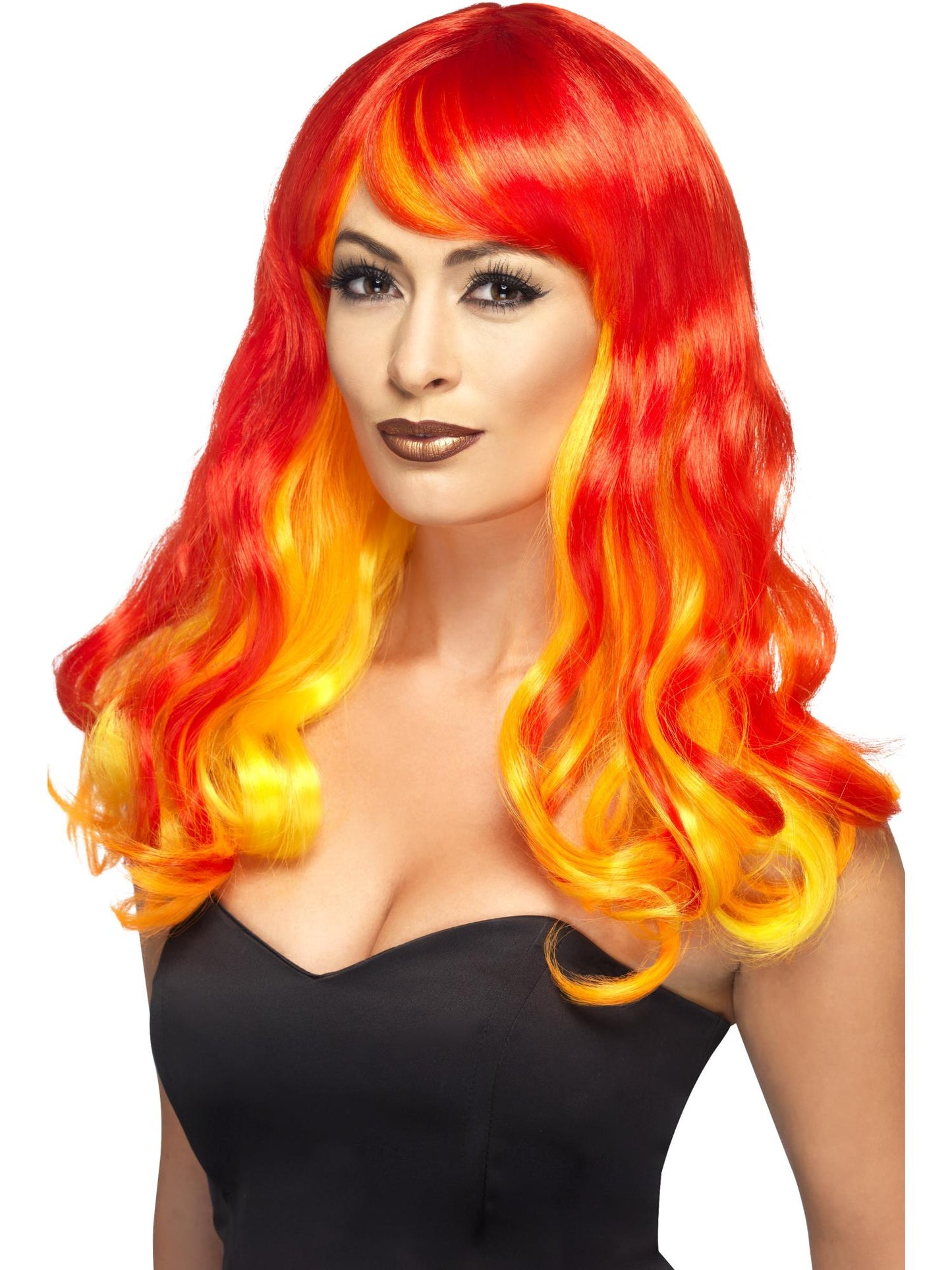 Smiffys Ombre Devil Flame Wig, Red & Orange für Damen