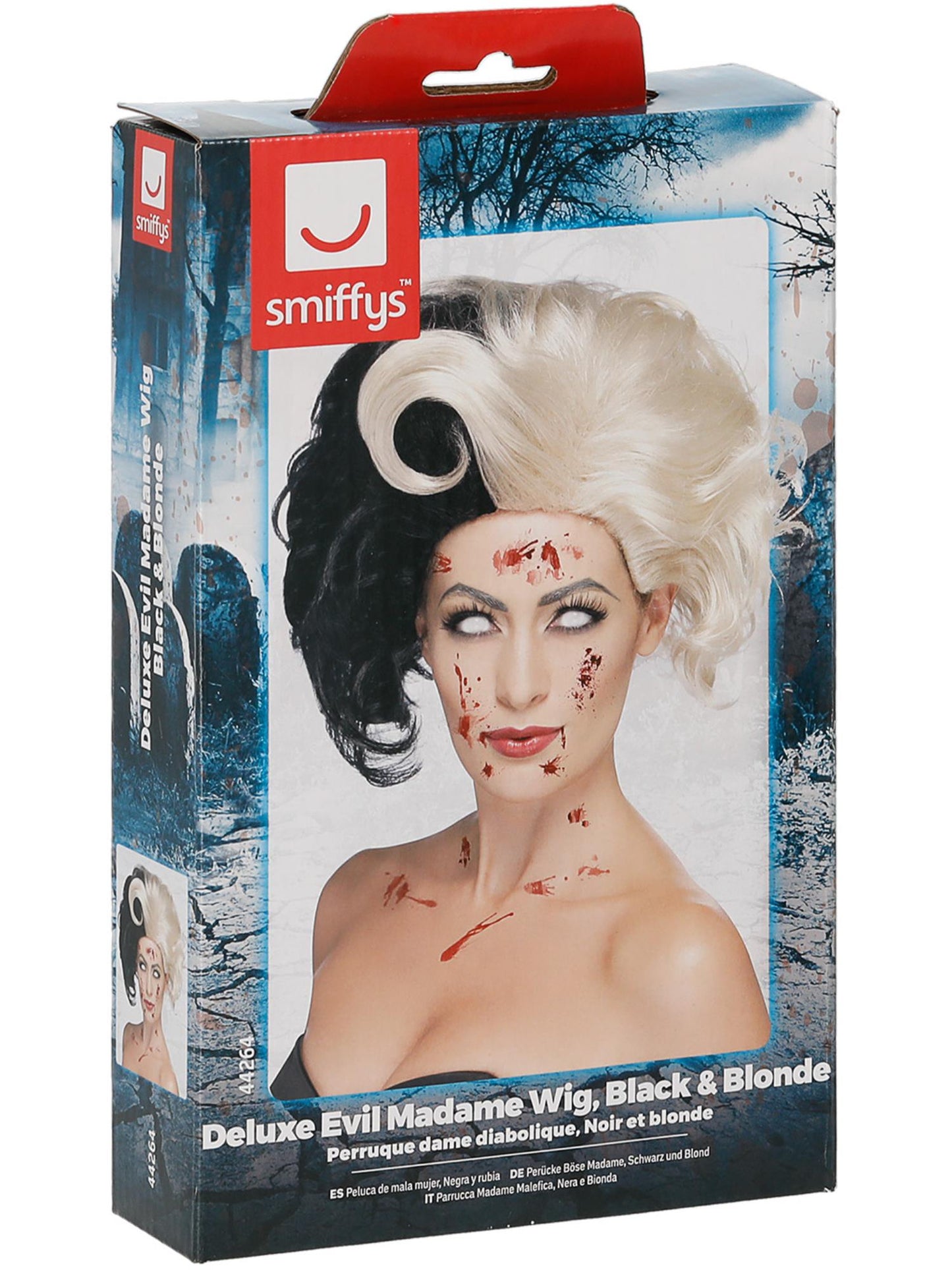 Smiffys ZOMBIE Deluxe Evil Madame Wig, Black & Blonde für Damen