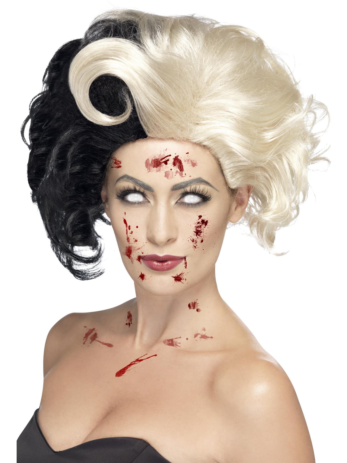 Smiffys ZOMBIE Deluxe Evil Madame Wig, Black & Blonde für Damen