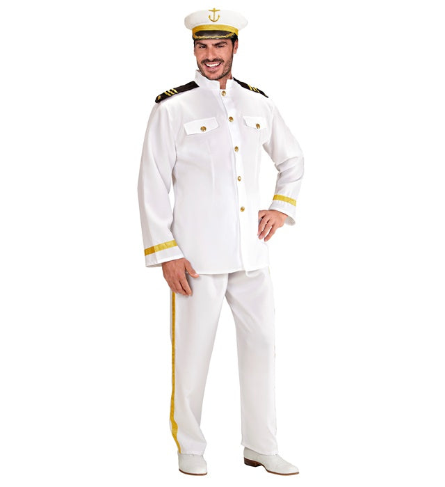 Maritimes Kapitänskostüm mit Jacke, Hose und Kapitänsmütze in klassischem Design