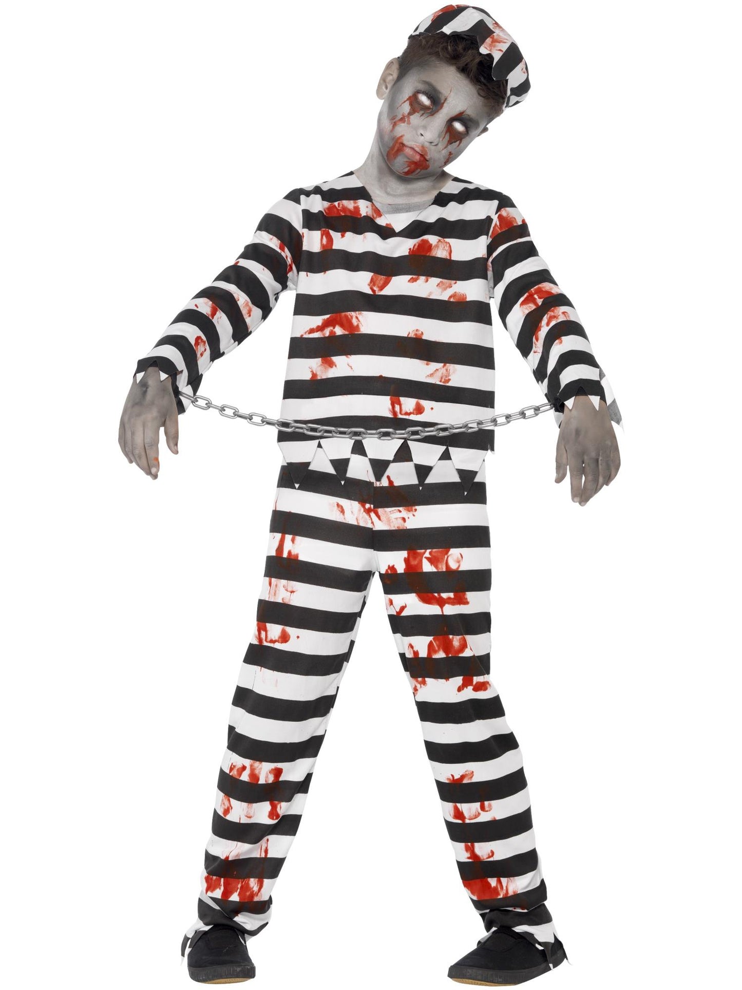 Smiffys Zombie Convict Costume, Black & White CS für Unisex