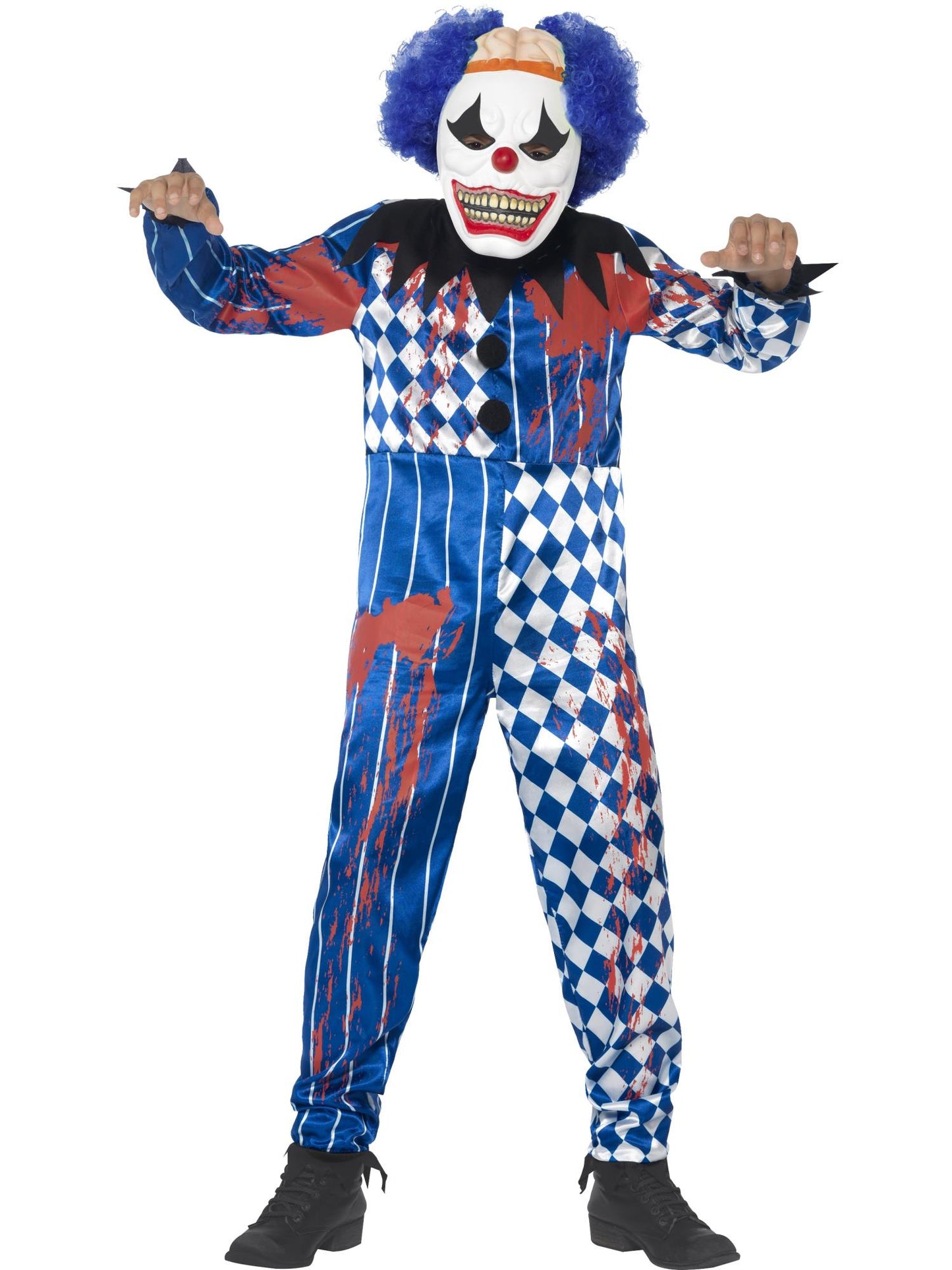 Smiffys Deluxe Sinister Clown Costume, Blue CS für Unisex