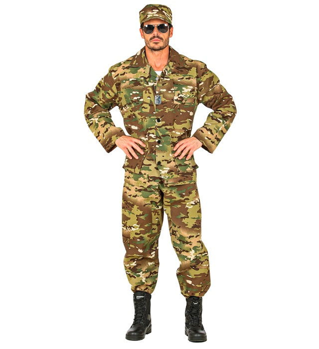 Traditionelles Soldaten-Kostüm mit Oberteil, Hose und Mütze für Fasnacht