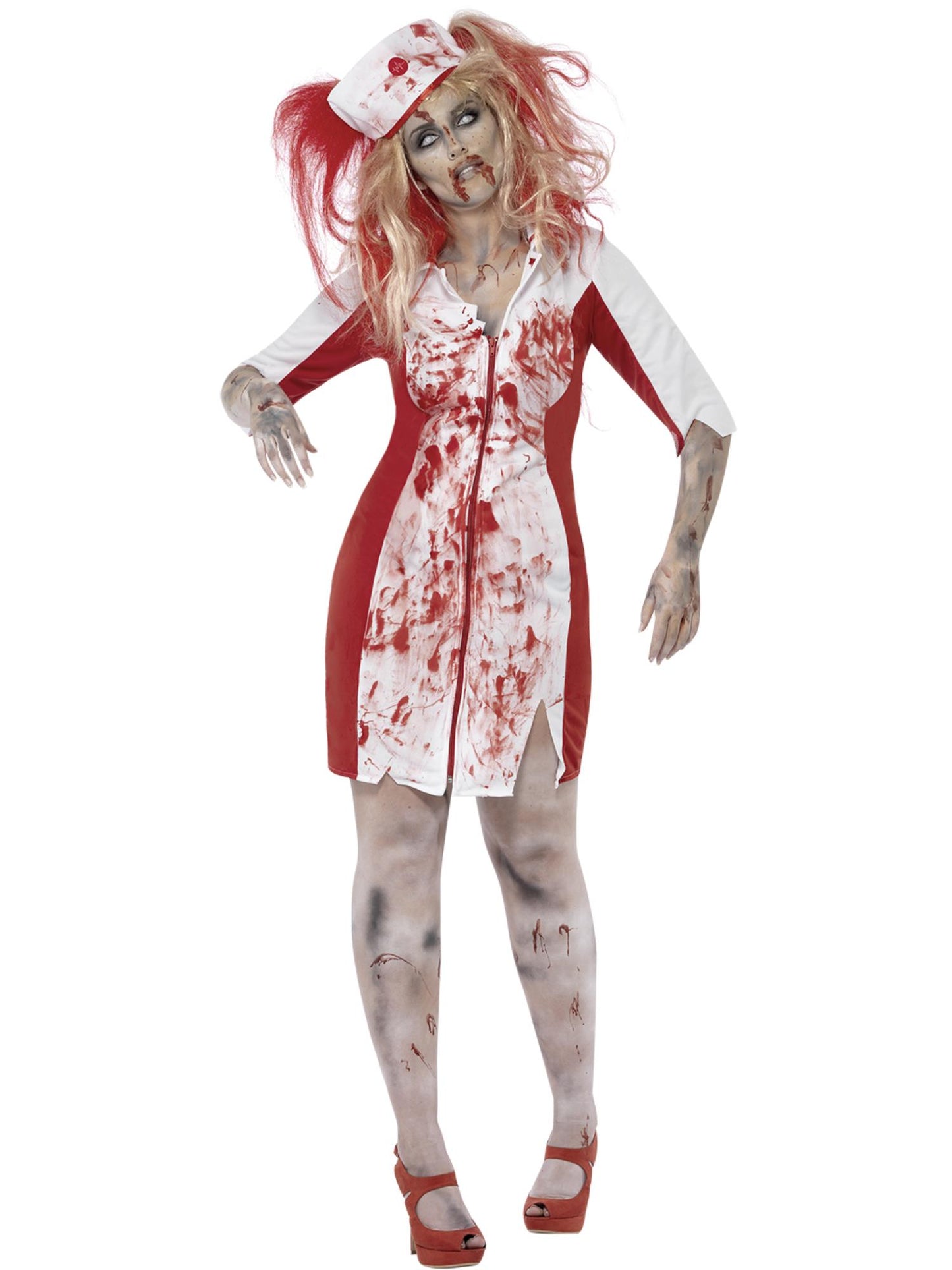 Smiffys Curves Zombie Nurse Costume, White CS für Damen