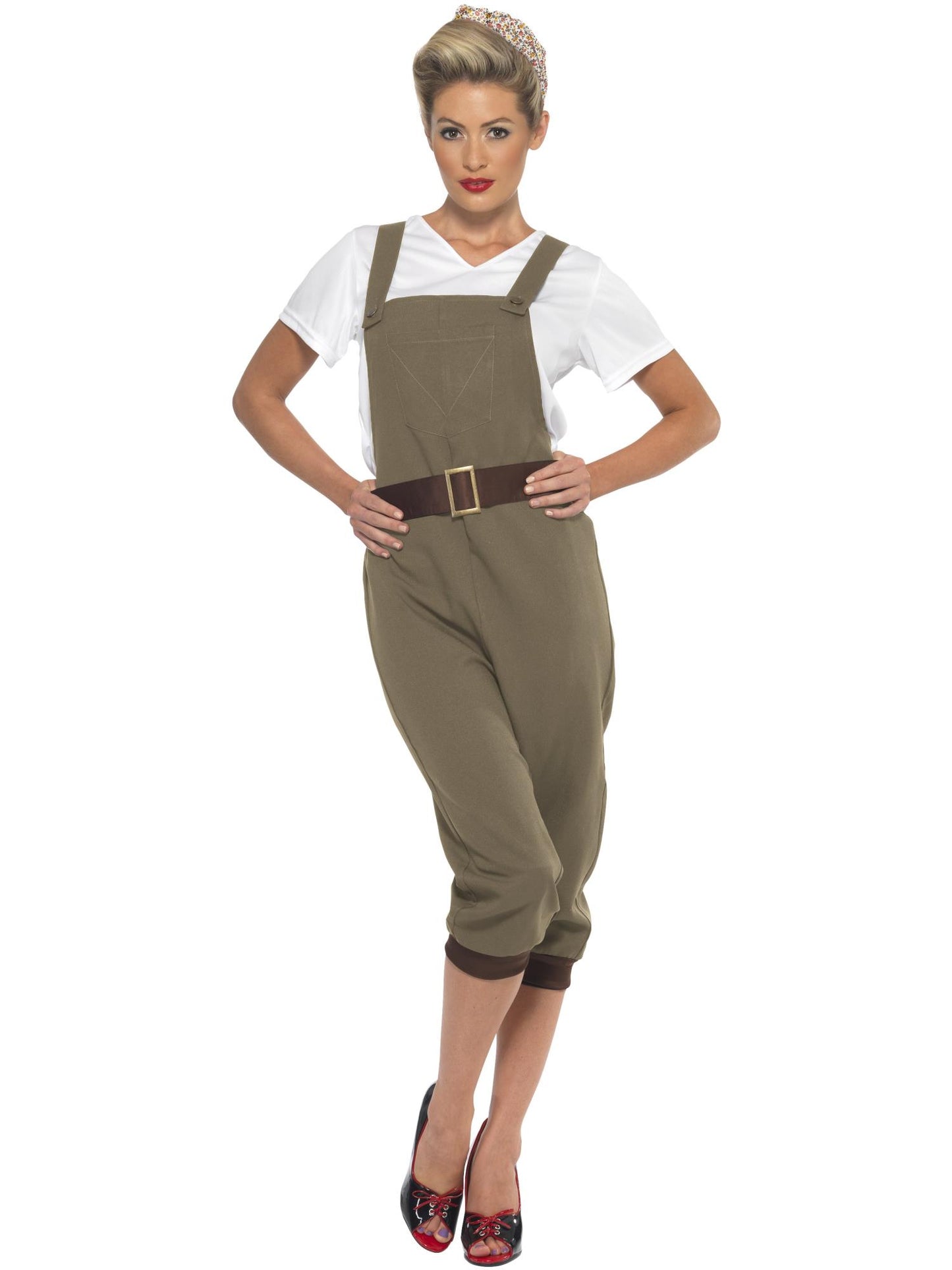 Smiffys 1940S WW2 Land Mädchenkostüm, Khaki CS für Damen