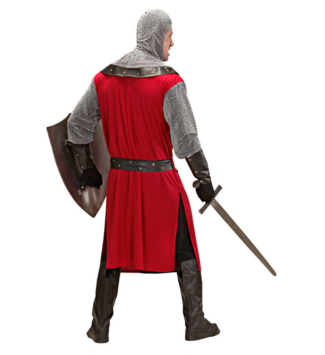 Ritter der dunklen Epoche Kostüm mit Helm, Kasack und Stiefelüberziehern