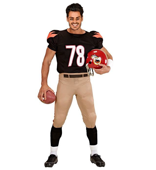 American Football-Spieler Kostüm mit gepolstertem Stretch-T-Shirt und Hose