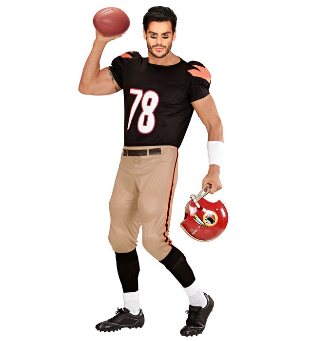 American Football-Spieler Kostüm mit gepolstertem Stretch-T-Shirt und Hose