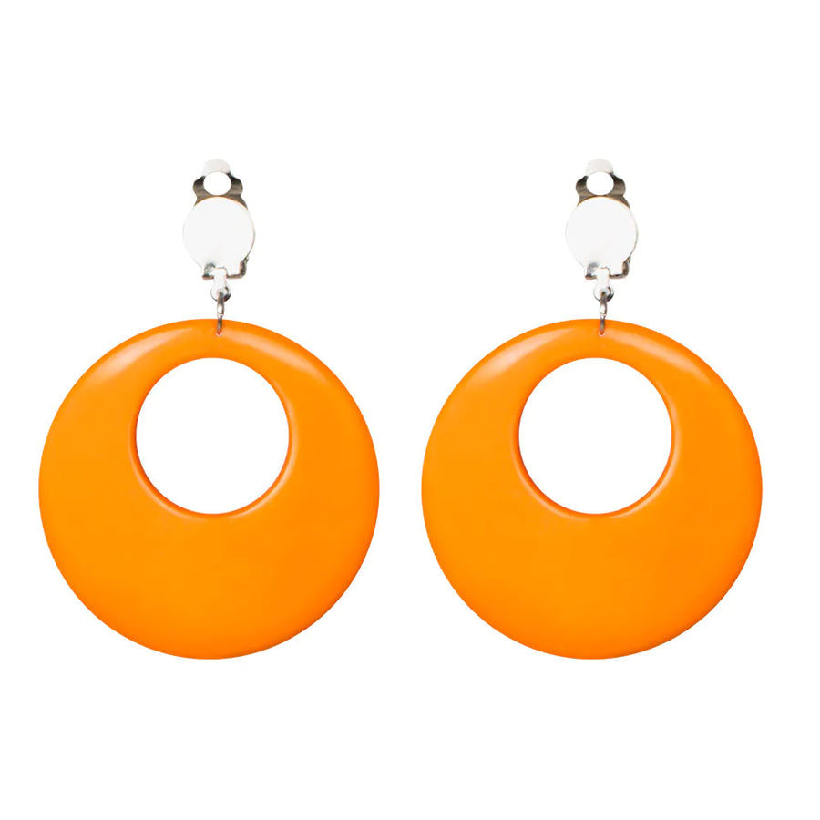 Boland Runde Ohrringe 4fach sortiert Pink, Gelb, Grün, Orange - Retro Party – Detailansicht
