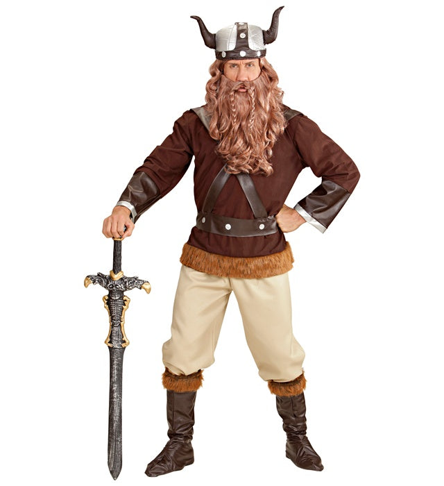 Wikinger-Kostüm Velkan mit Helm, Kasack, Hose und Stiefelüberziehern