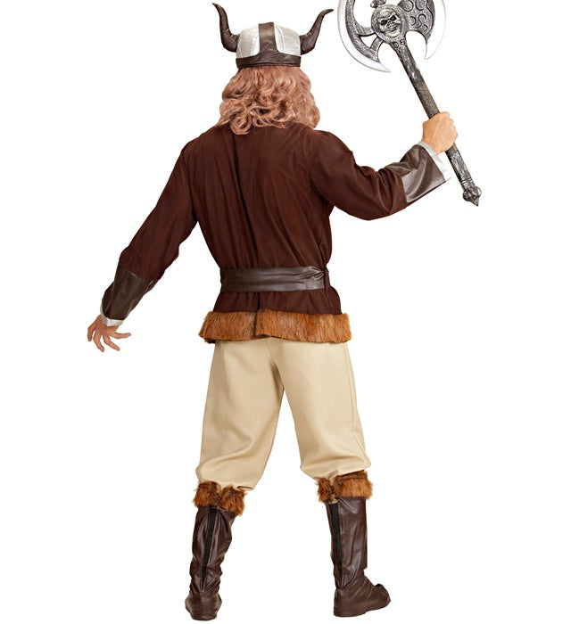 Wikinger-Kostüm Velkan mit Helm, Kasack, Hose und Stiefelüberziehern