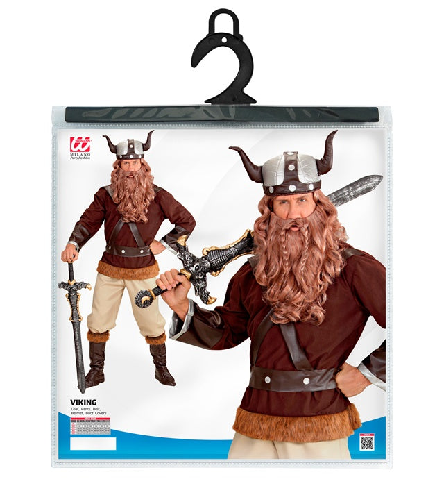 Wikinger-Kostüm Velkan mit Helm, Kasack, Hose und Stiefelüberziehern