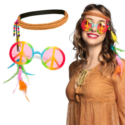Boland Hippie Bohemian Kostümset mit Stirnband und Partybrille