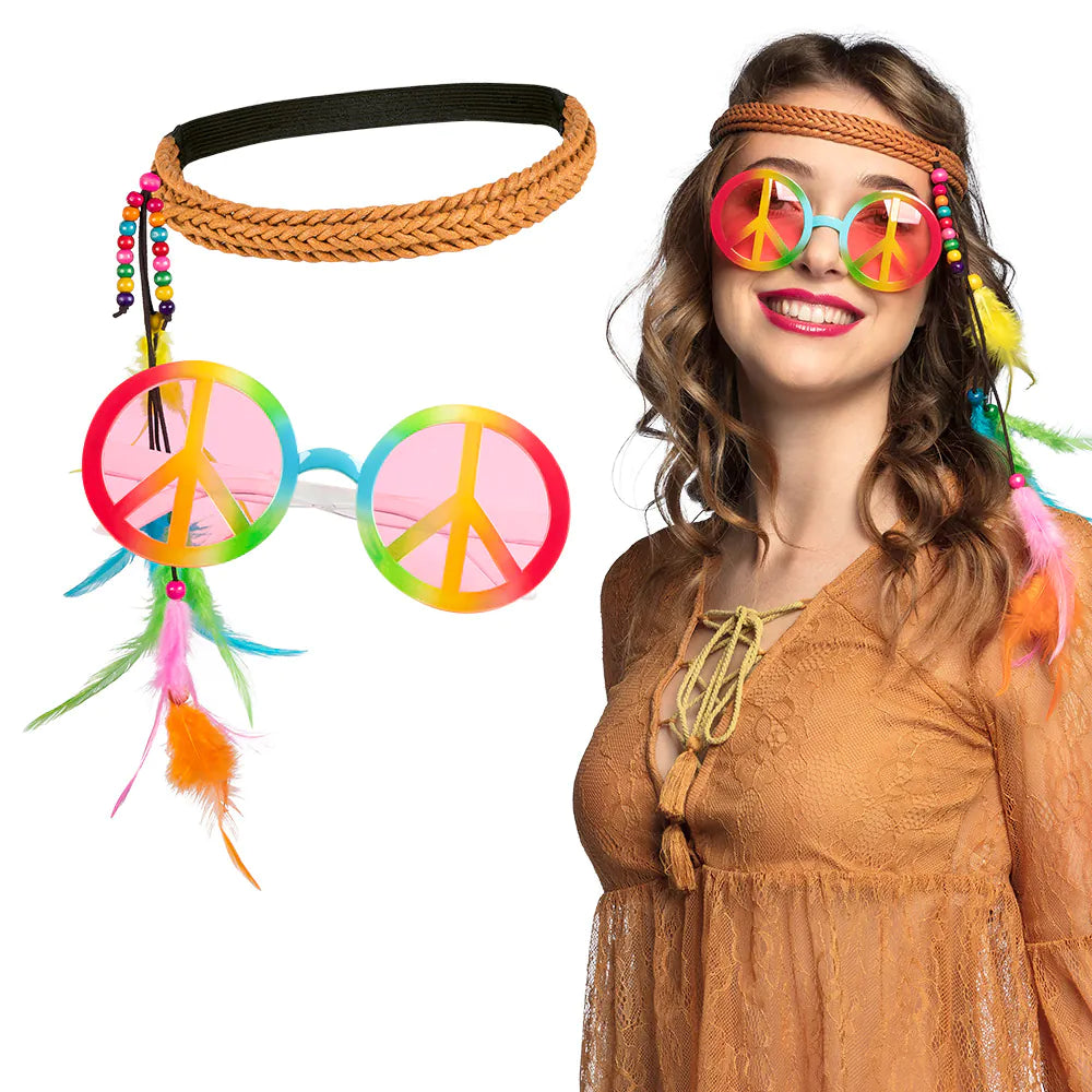 Satz Hippie Bohemian Stirnband und Partybrille