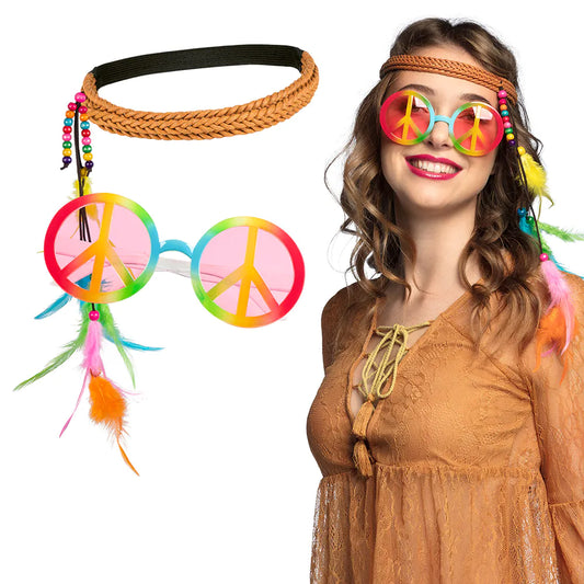 Satz Hippie Bohemian Stirnband und Partybrille