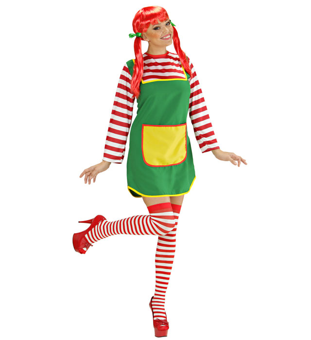 Lustiges Mädchen Kostümkleid bunt für Fasnacht und Karneval