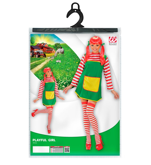 Lustiges Mädchen Kostümkleid bunt für Fasnacht und Karneval
