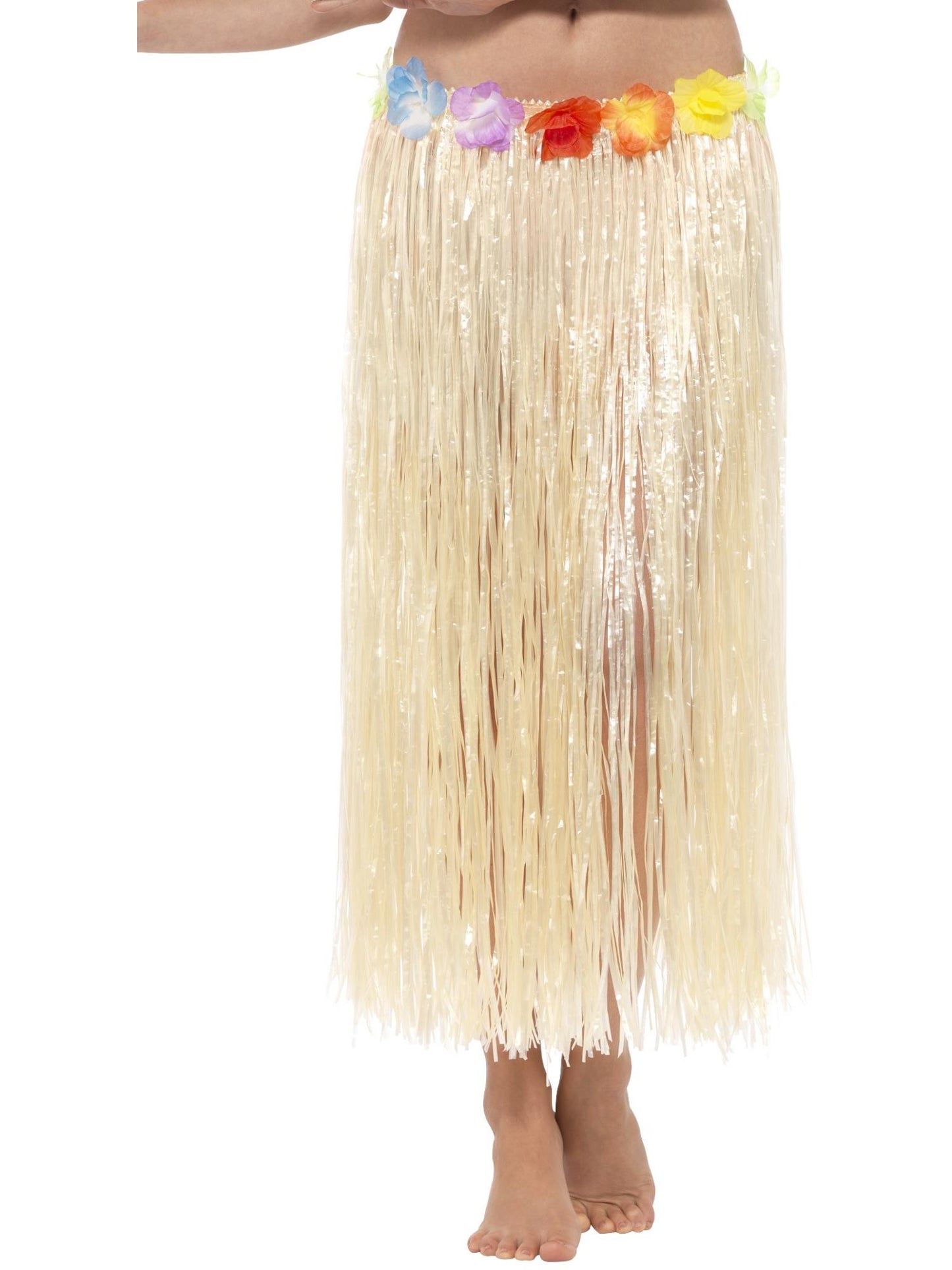 Smiffys Hawaiian Hula Skirt with Flowers, with Velcro, Nat AC für Damen