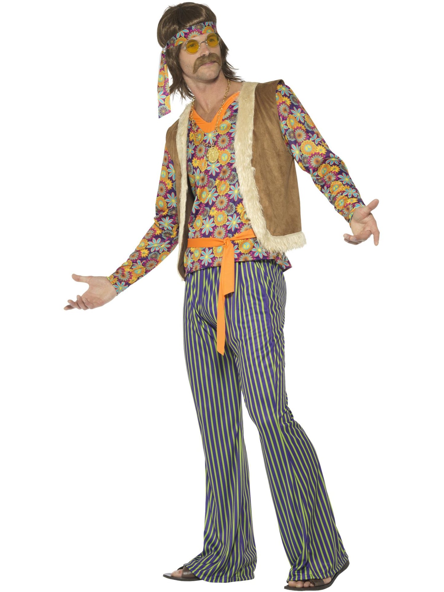 Smiffys HIPPIE 60s Singer Costume, Male, Multi-Coloured CS für Herren