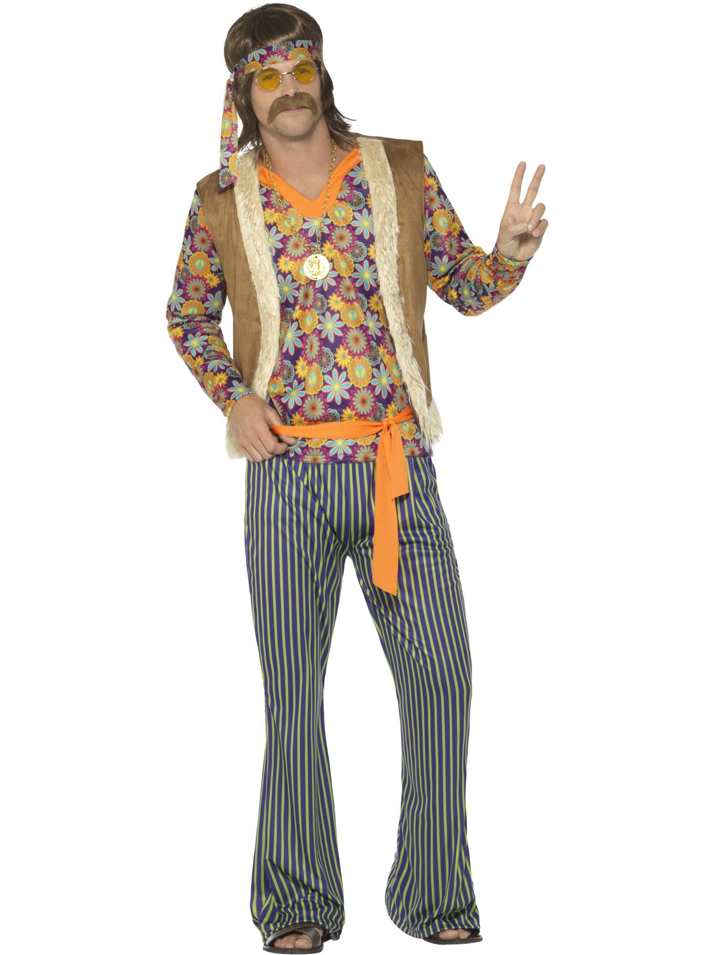 Smiffys HIPPIE 60s Singer Costume, Male, Multi-Coloured CS für Herren