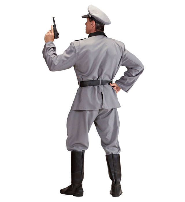 Historisches Soldatenkostüm mit Jacke, Hose, Gürtel, Stiefelüberziehern und Hut