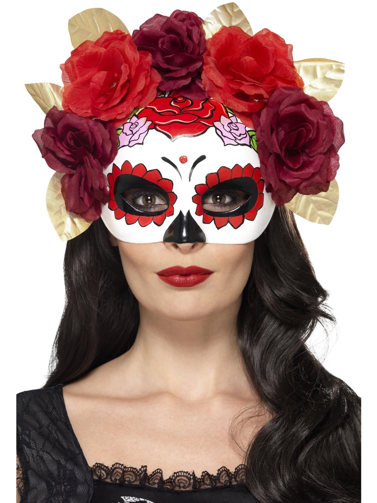Smiffys DAYDEAD Day of the Dead Rose Eyemask, Red für Damen