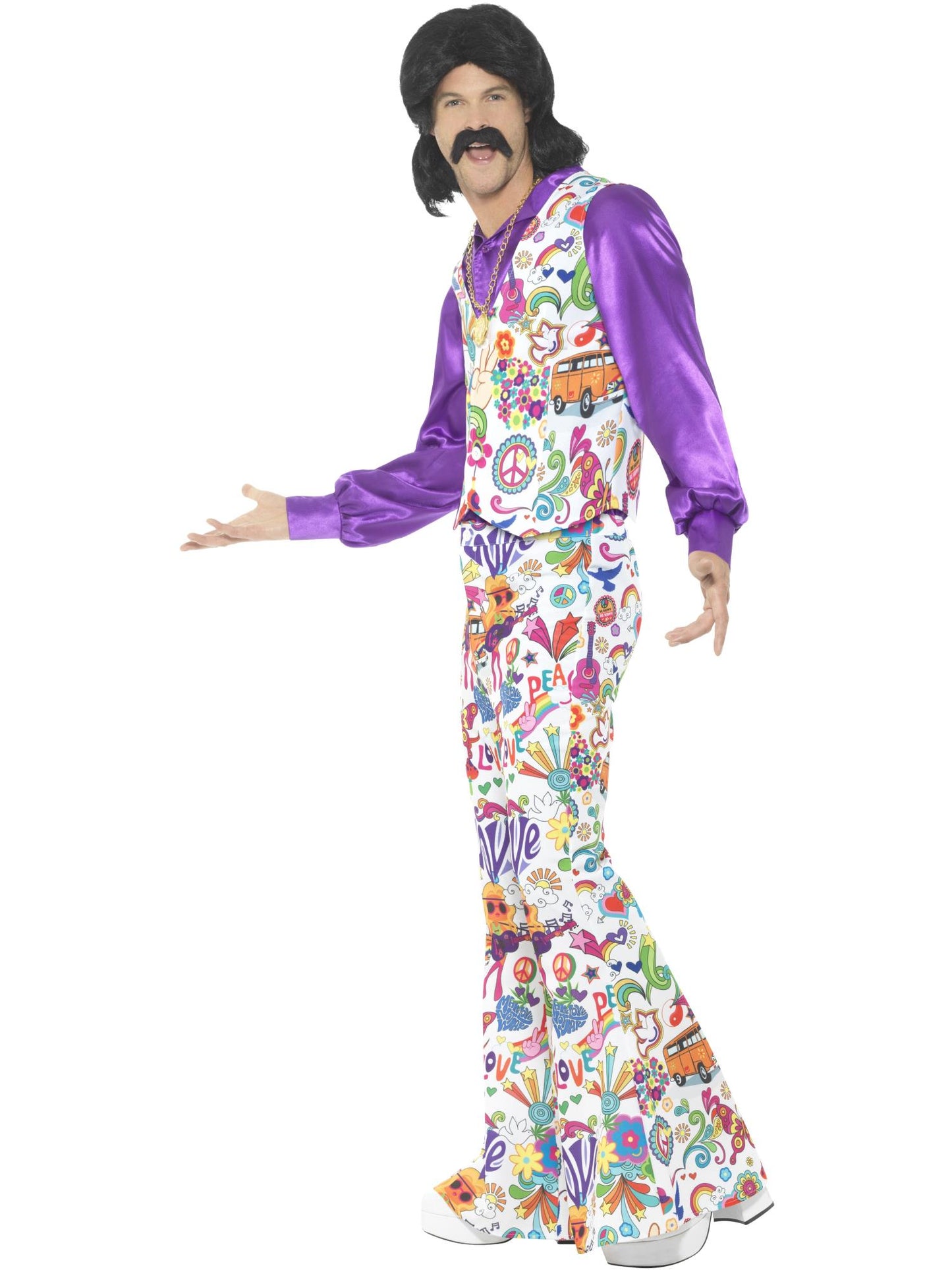Smiffys 1960S 60s Groovy Hippie Costume, Multi-Coloured CS für Herren