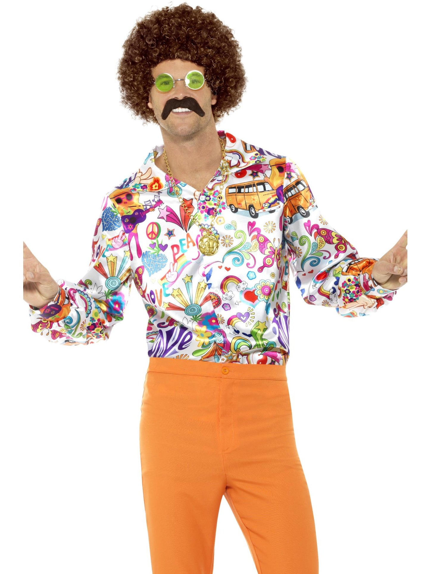 Smiffys 1960S 60s Groovy Shirt, Multi-Coloured CS für Herren