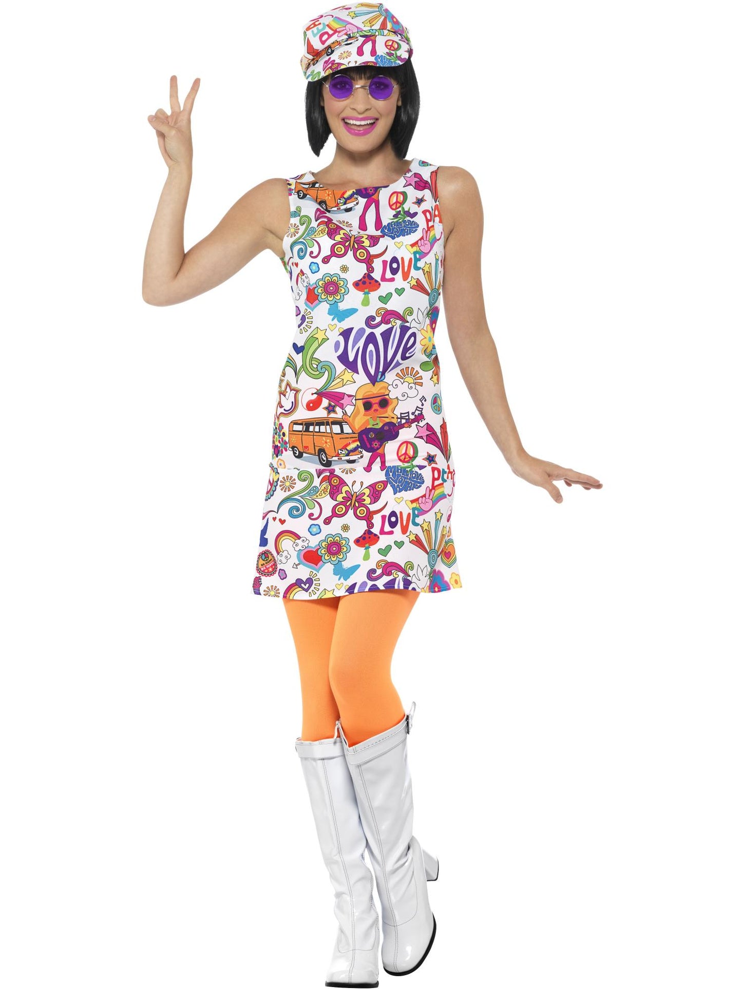 Smiffys 1960S 60's Groovy Chick Costume, Multi-Coloured CS für Damen
