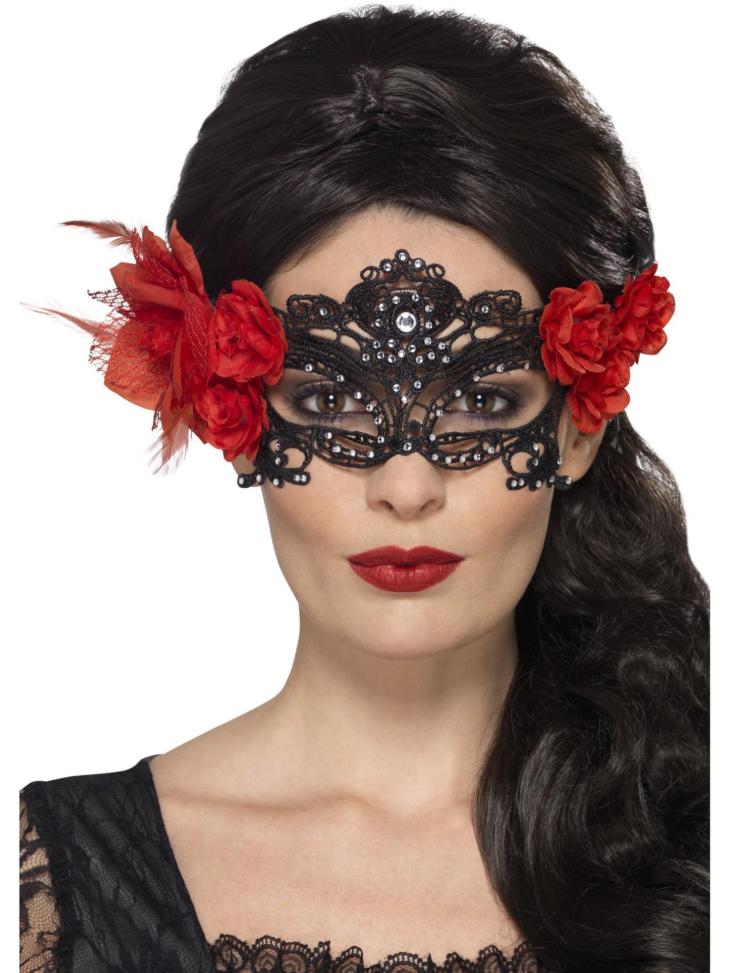 Smiffys DAYDEAD Day of the Dead Lace Filigree Eyemask, Black für Damen