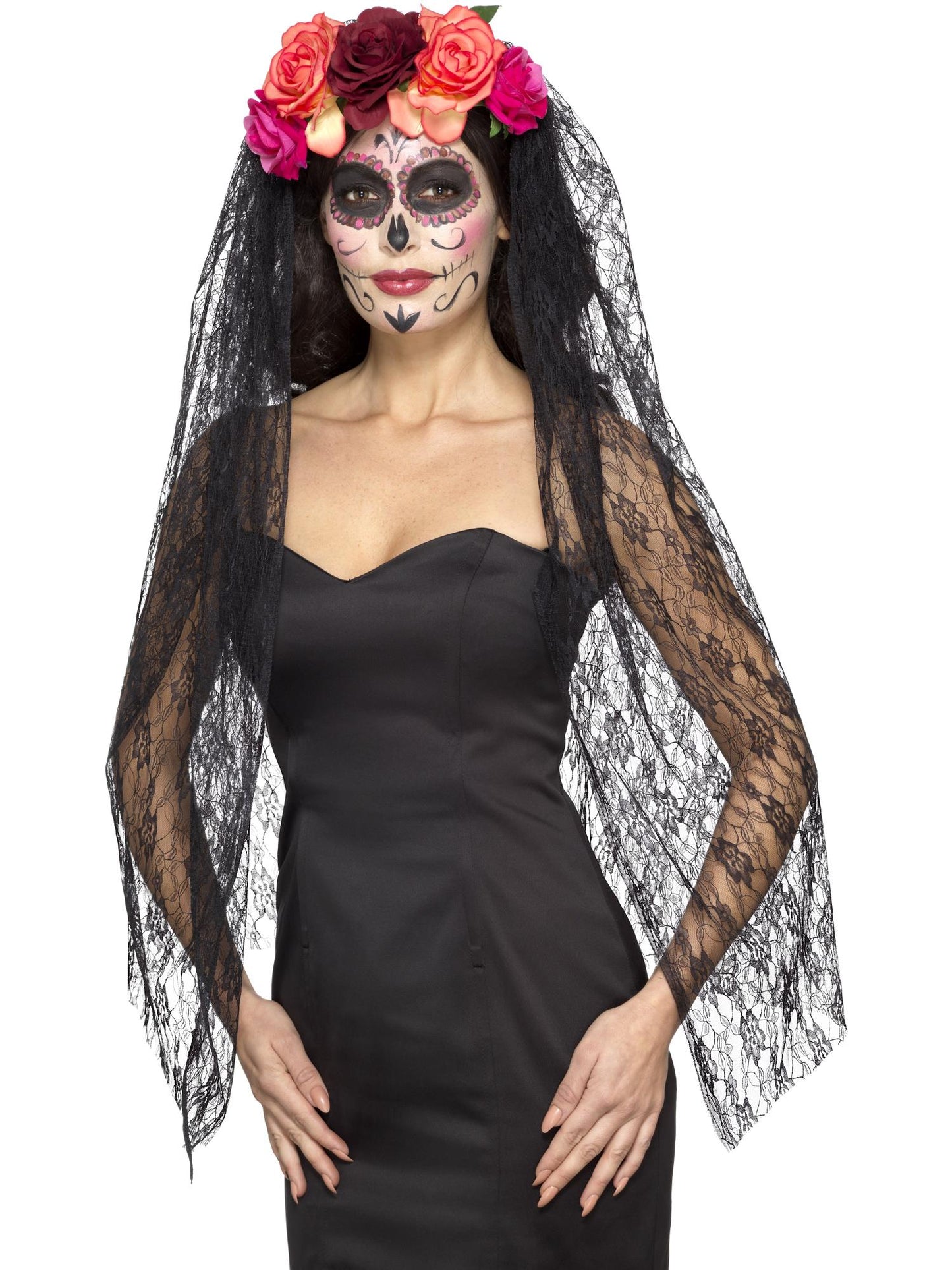Smiffys DAYDEAD Deluxe Day of the Dead Headband, Red & Black HA für Damen