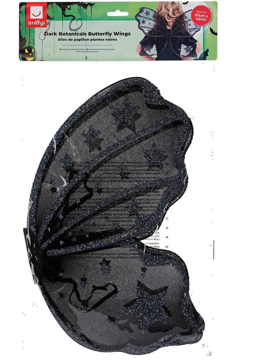 Smiffys HALLACESSO Dark Botanicals Butterfly Wings, 42cm/17in, Black für Mädchen