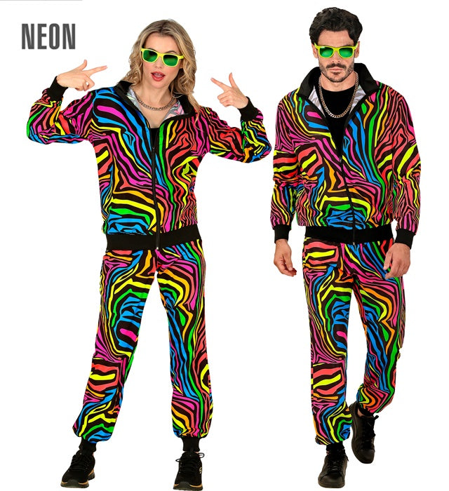 Neon Regenbogen Trainingsanzug mit Tiermuster bestehend aus Oberteil und Hose