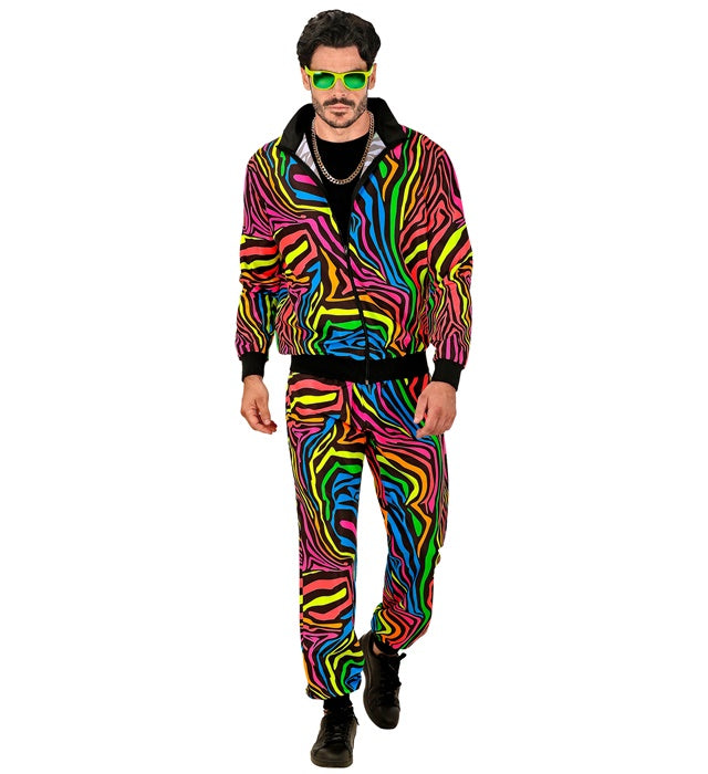 Neon Regenbogen Trainingsanzug mit Tiermuster bestehend aus Oberteil und Hose