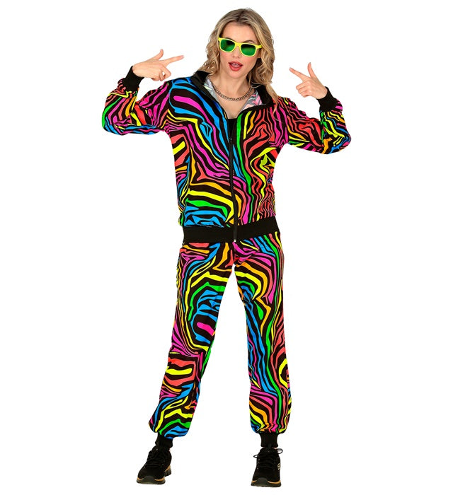 Neon Regenbogen Trainingsanzug mit Tiermuster bestehend aus Oberteil und Hose