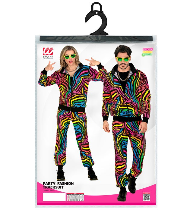 Neon Regenbogen Trainingsanzug mit Tiermuster bestehend aus Oberteil und Hose