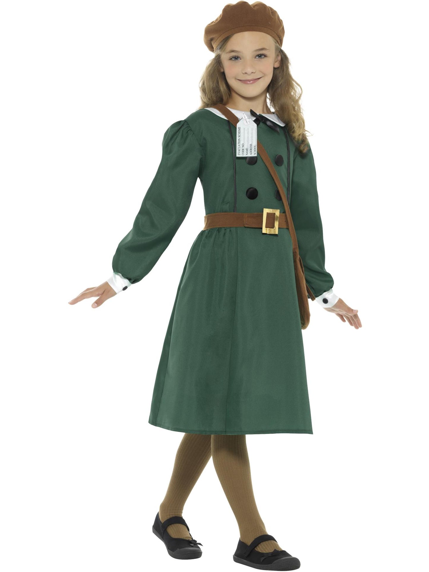Smiffys 1940S WW2 Evacuee Mädchenkostüm, Green CS
