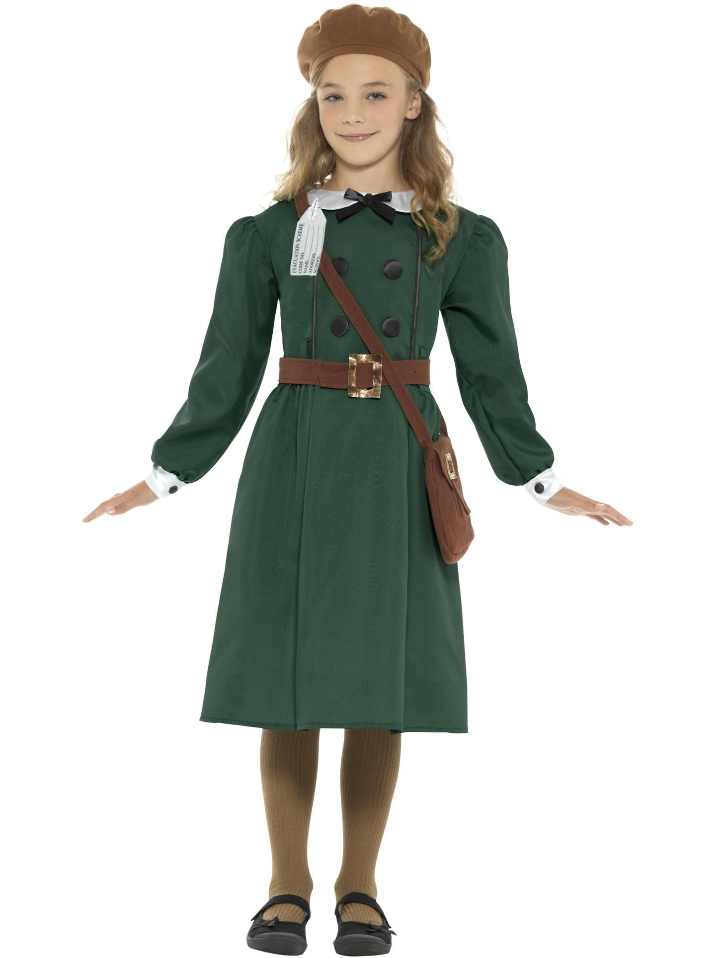 Smiffys 1940S WW2 Evacuee Mädchenkostüm, Green CS