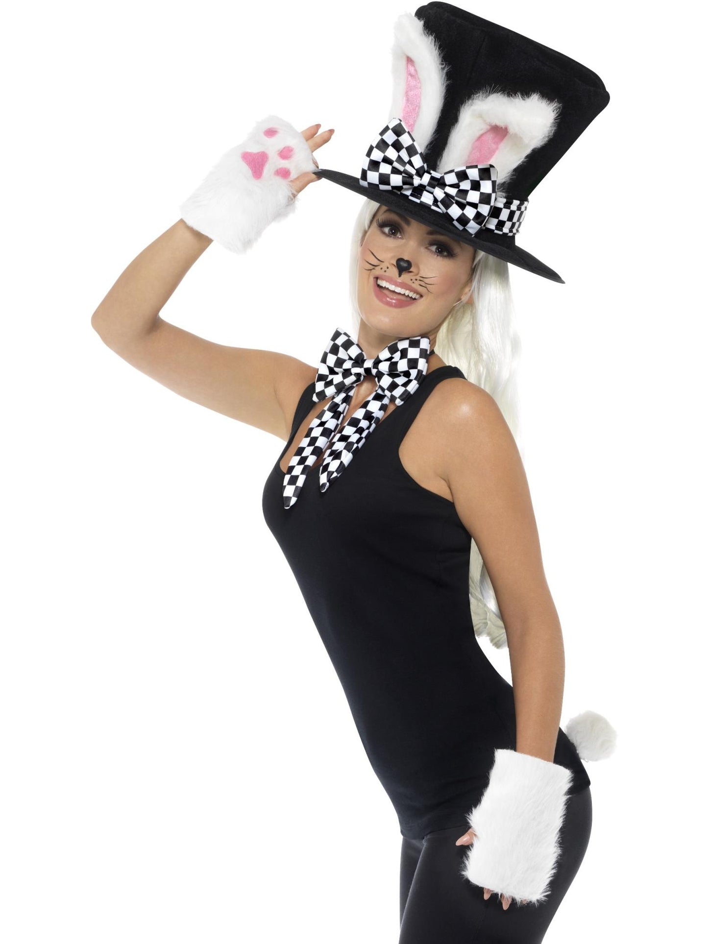Smiffys ALICEWOND Tea Party March Hare Kit, Black & White für Unisex
