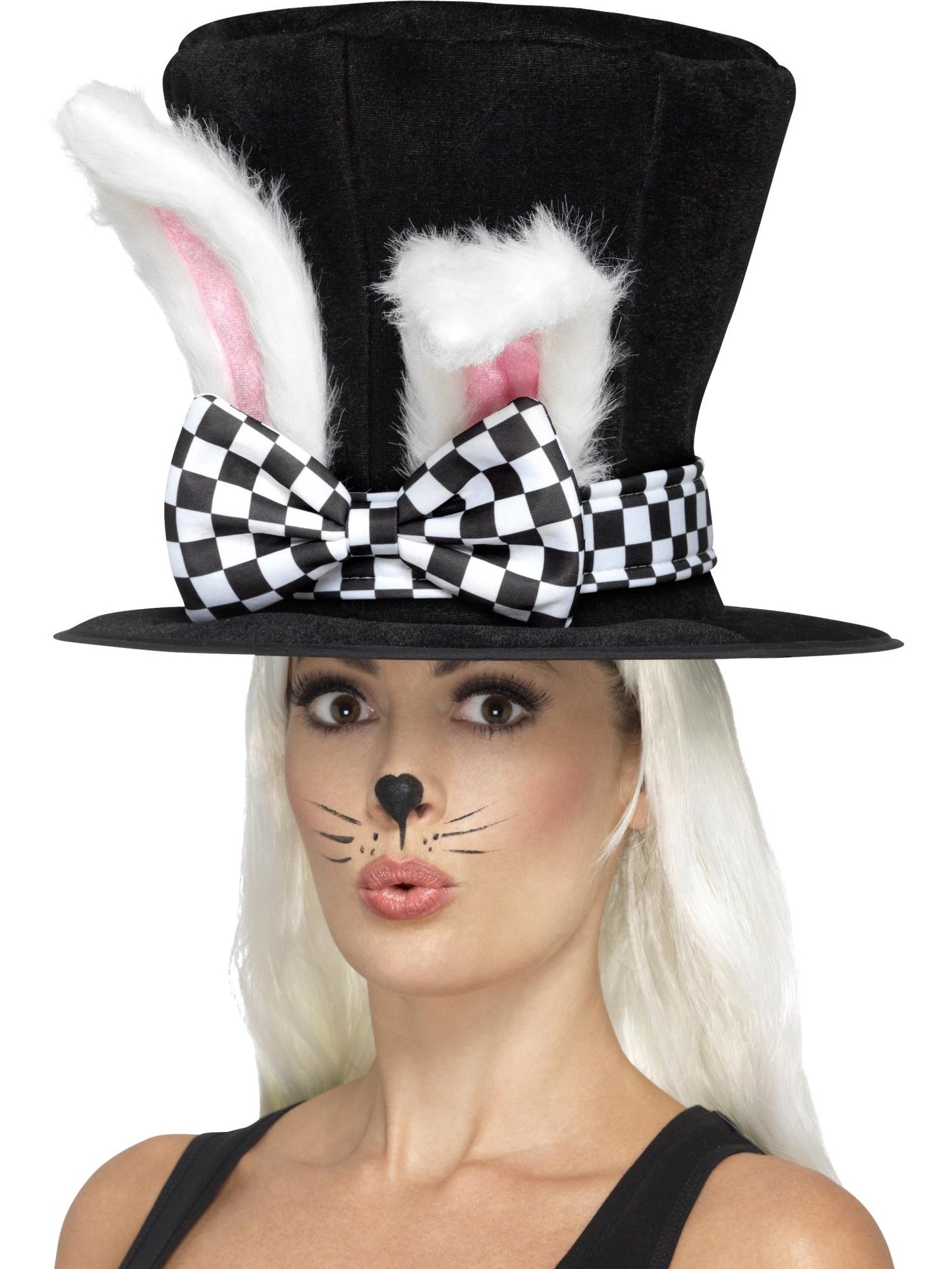 Smiffys ALICEWOND Tea Party March Hare Top Hat, Black & White für Unisex
