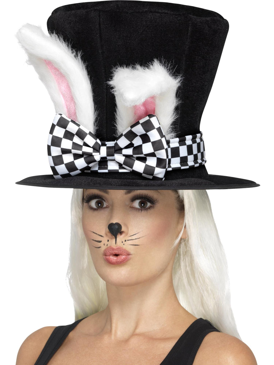 Smiffys ALICEWOND Tea Party March Hare Top Hat, Black & White für Unisex