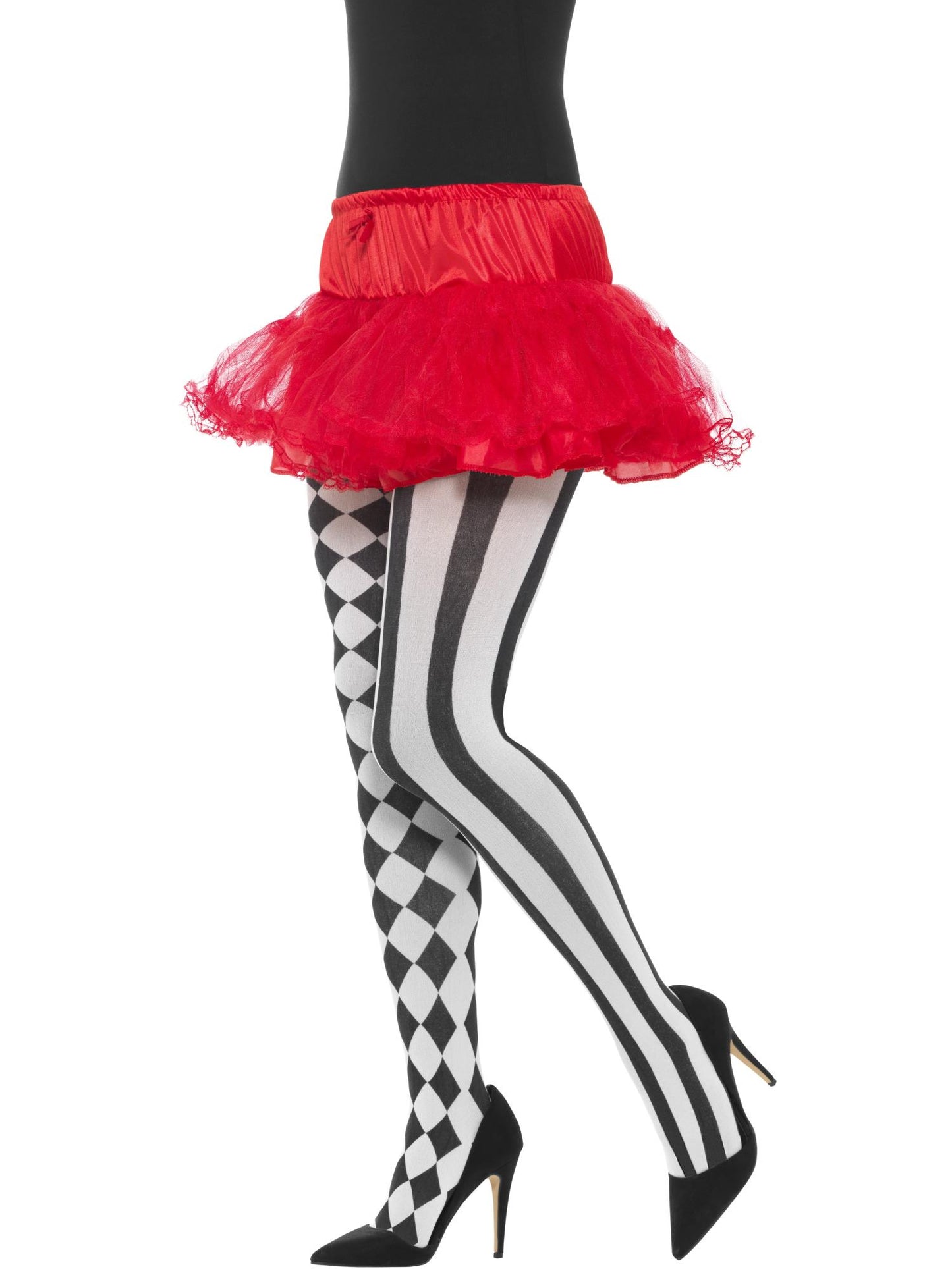 Smiffys Harlequin Tights, White & Black für Damen