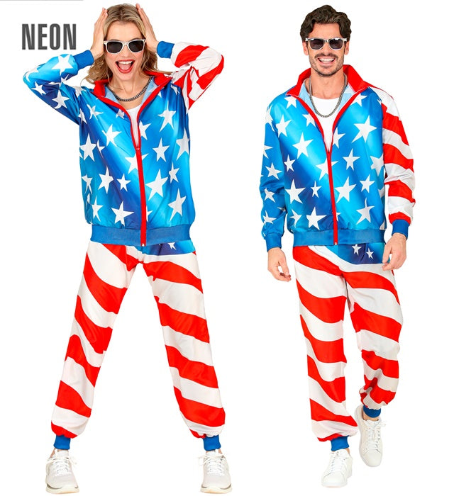 U.S.A. Party Trainingsanzug in Rot Weiß Blau bestehend aus Oberteil und Hose